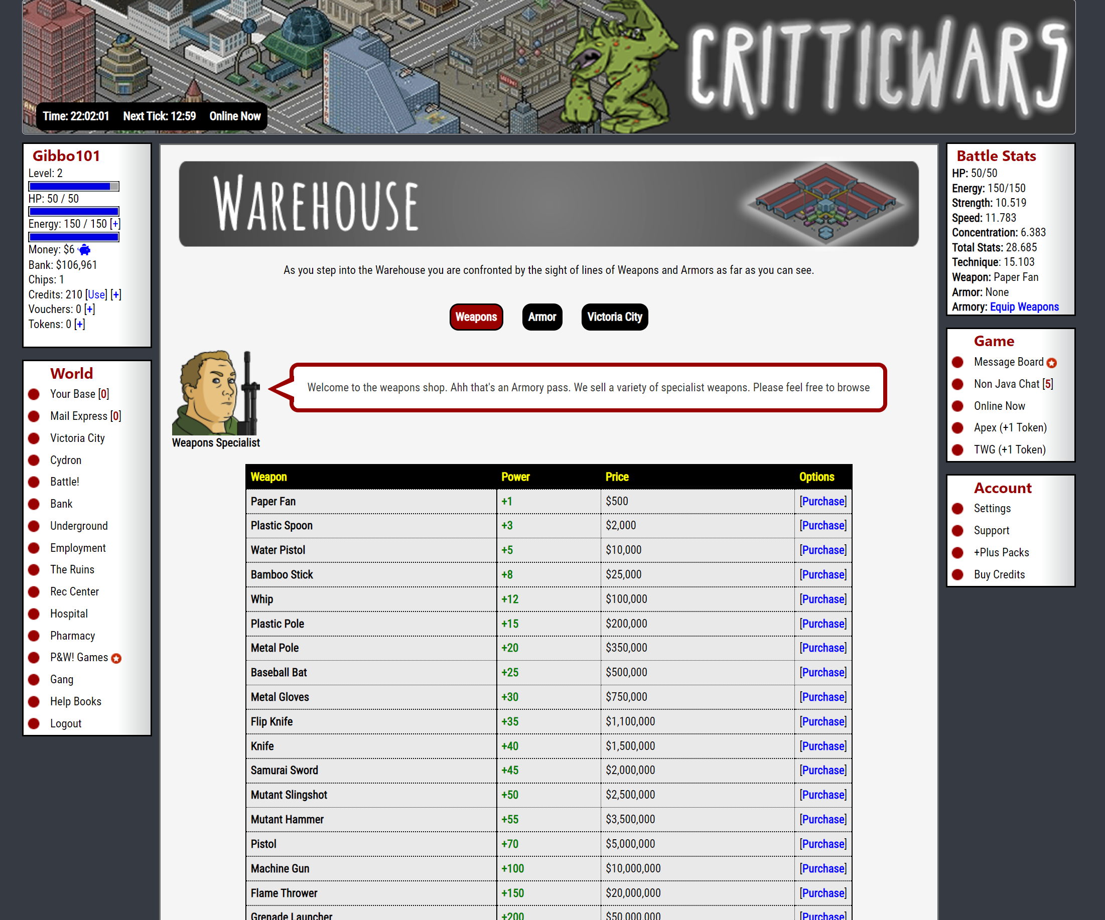 CritticWars at Top Web Games