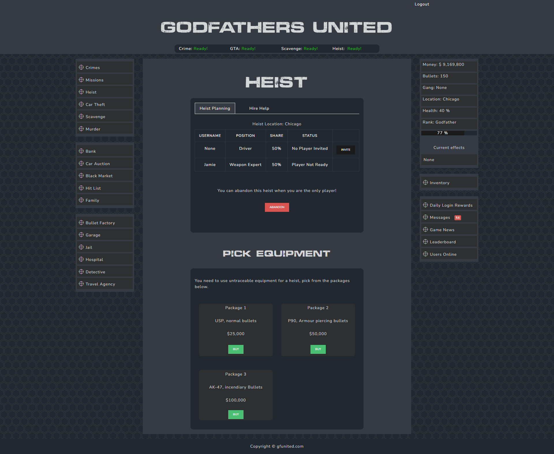 Godfathers United at Top Web Games