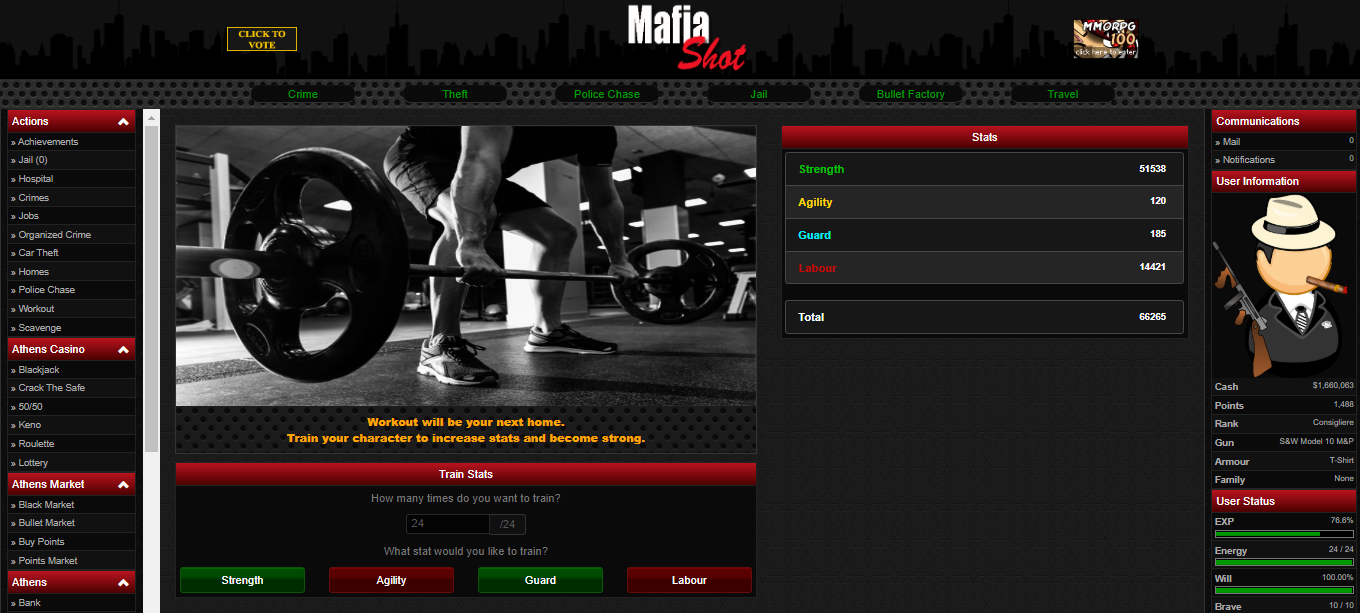 MafiaShot - Free MMORPG Browser Based Text Game