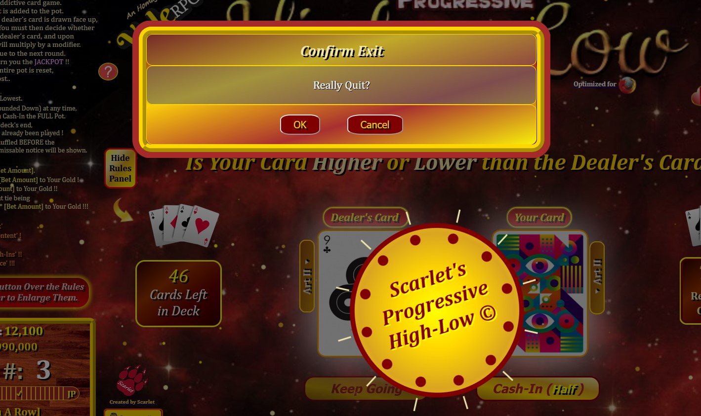 Scarlet's High-Low at Top Web Games