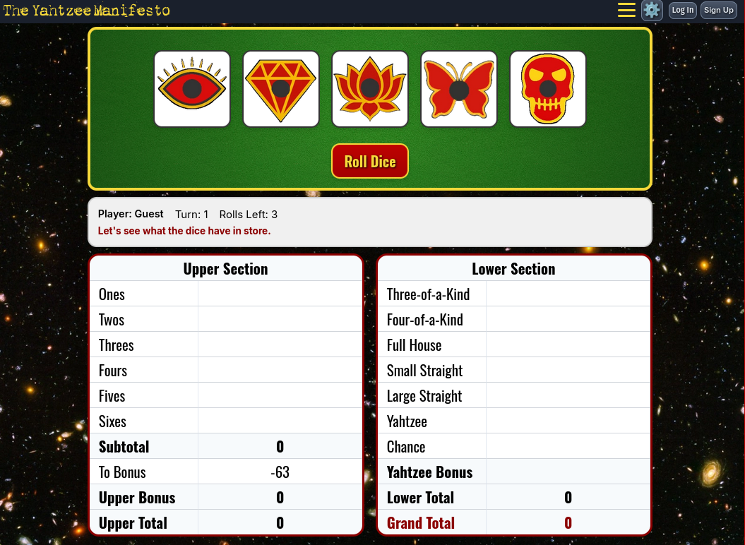 The Yahtzee Manifesto at Top Web Games